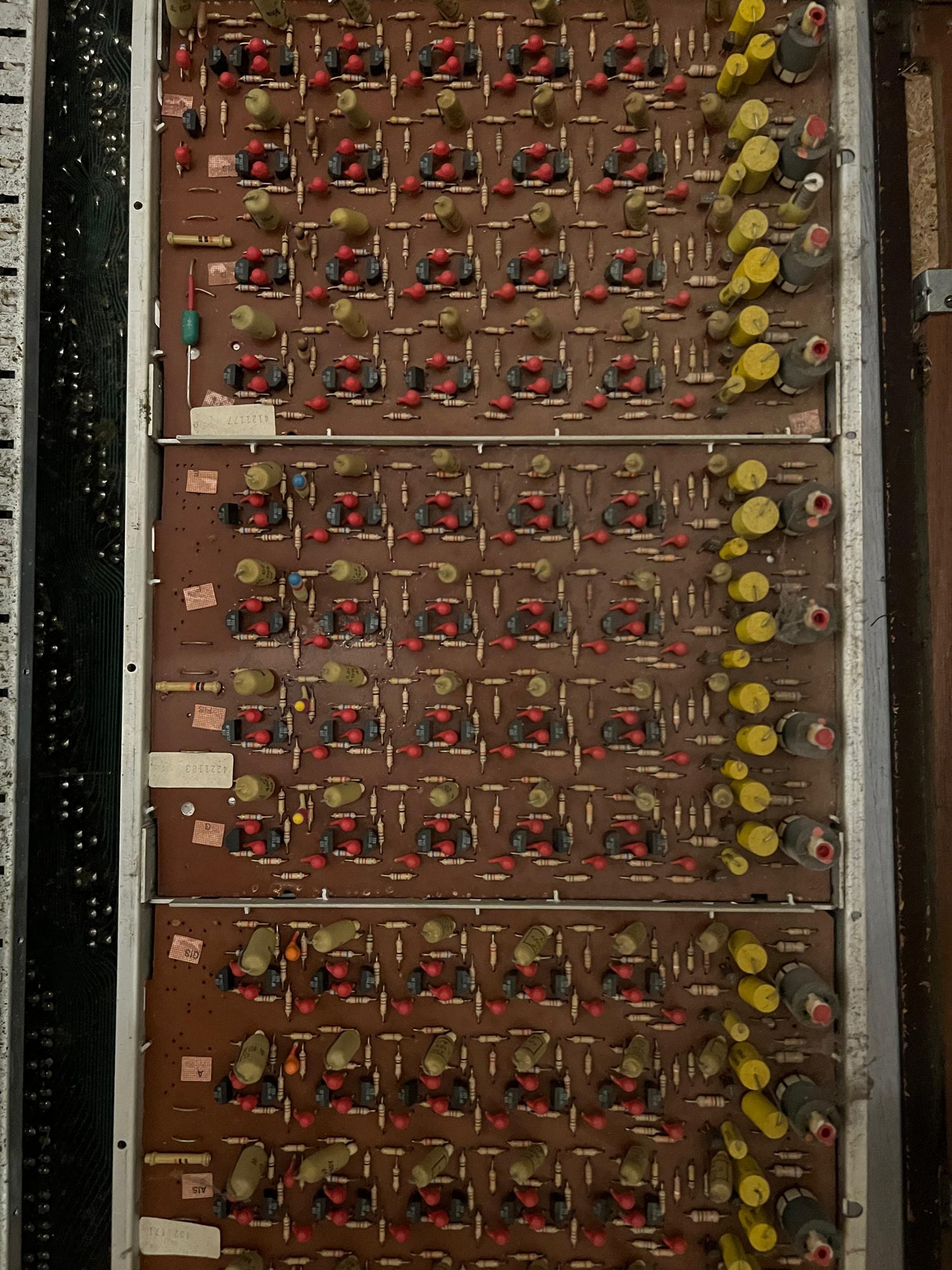 The transistor circuit boards inside the organ