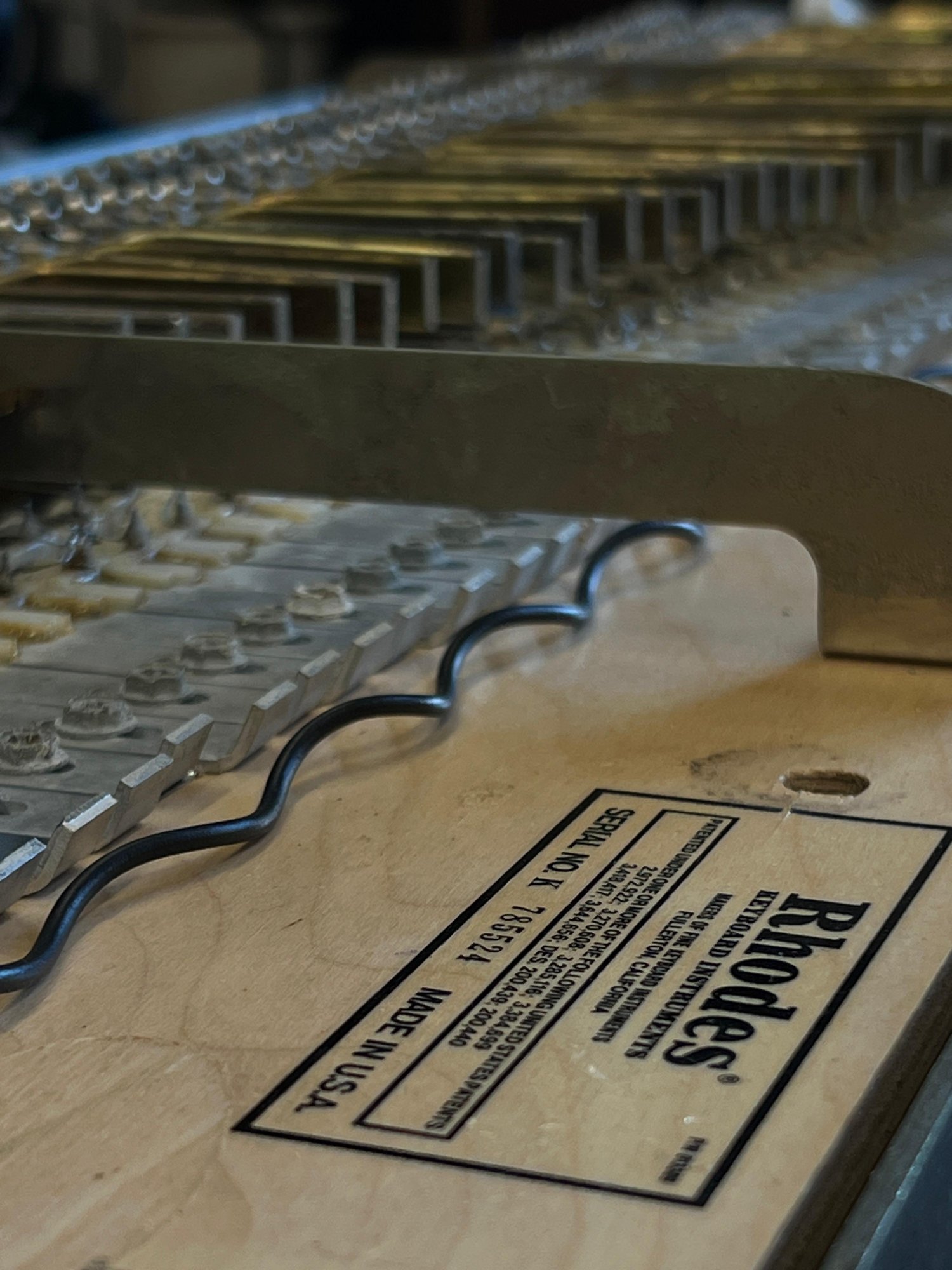 Close-up of the tines and tonebars inside the instrument